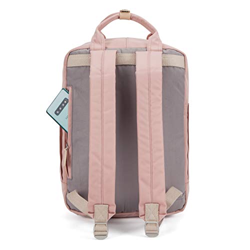 SEVENTEEN LONDON - Mochila 'Wimbledon' Moderna, Sencilla y Unisex con un Acabado Rosa y Gris en el Estilo de una Mochila escandinava, computadora portátil de hasta 13"