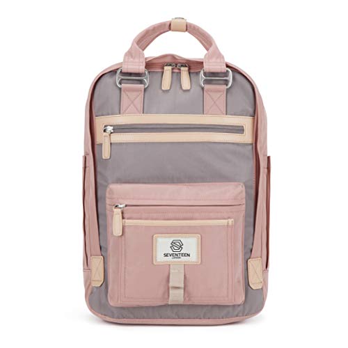 SEVENTEEN LONDON - Mochila 'Wimbledon' Moderna, Sencilla y Unisex con un Acabado Rosa y Gris en el Estilo de una Mochila escandinava, computadora portátil de hasta 13"