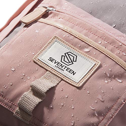 SEVENTEEN LONDON - Mochila 'Wimbledon' Moderna, Sencilla y Unisex con un Acabado Rosa y Gris en el Estilo de una Mochila escandinava, computadora portátil de hasta 13"