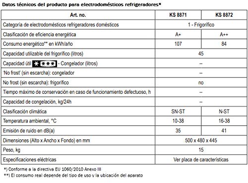 SEVERIN KB 8872, Nevera, Minibar, 46 L, Clase de eficiencia energética A++, Blanco