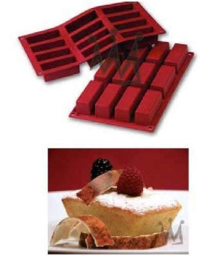 SF026 Molde de Silicona, 12 cavidades con Forma Rectangular, Color Terracota