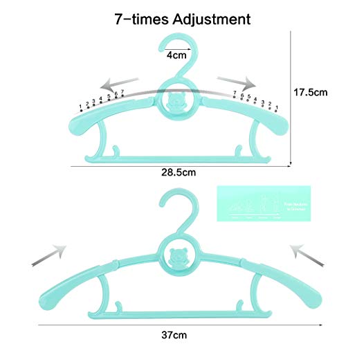 Sfesnid Perchas para Ropa Ajustables de Infantiles Bebé, ahorra espacio para armario Duradera Adecuada para Niños y Bebés 29-37CM Paquete 15 Unidades Azul