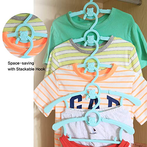 Sfesnid Perchas para Ropa Ajustables de Infantiles Bebé, ahorra espacio para armario Duradera Adecuada para Niños y Bebés 29-37CM Paquete 15 Unidades Azul