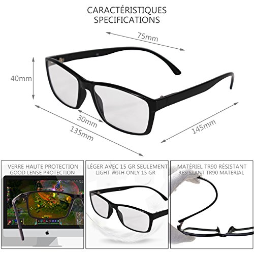 SFL + Optics. - Gafas Gaming - Gafas luz Azul - Gafas Proteccion Filtro - Protección para Pantalla/Móvil/Tablet/TV - Evita la Fatiga Ocular - Anti Luz Azul