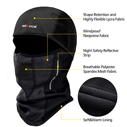 SGODDE Pasamontañas Moto Invierno, Balaclava Pasamontañas, Balaclava Térmica a Prueba de Viento Multifuncional para Proteger la Cara y el Cuello de Lesiones,Adecuado para Ciclismo,Moto,Hombre y Mujere