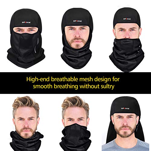 SGODDE Pasamontañas Moto Invierno, Balaclava Pasamontañas, Balaclava Térmica a Prueba de Viento Multifuncional para Proteger la Cara y el Cuello de Lesiones,Adecuado para Ciclismo,Moto,Hombre y Mujere