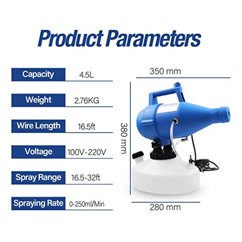 Sgxpjj Eléctrico Nebulizador Pulverizador Portátil ULV Pulverizador Electrostático Casa y Comercial Nebulizador Máquina for Interior Al Aire Libre