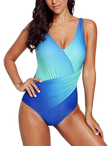 ShallGood Bikinis Mujer 2018, Conjunto Deportivo Tankini de Deporte Floral para Mujer Bikini Traje de Baño de Dos Piezas (XL, Negro) C Azul ES 44