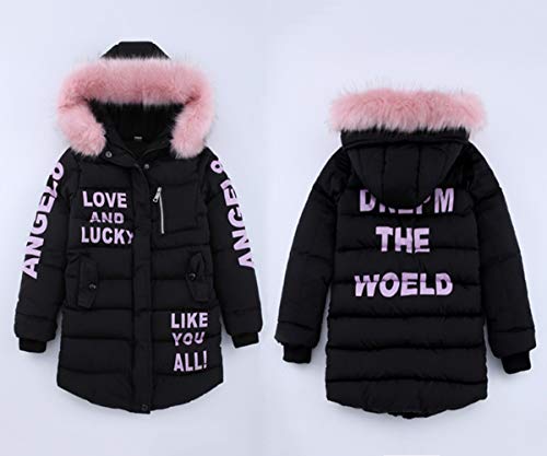 ShallGood Niñas Plumífero Acolchado Largo con Capucha Abrigos Plumas Ropa Caliente Invierno Mediano Largo Parka Calido Acolchado Parka De Piel Sintética