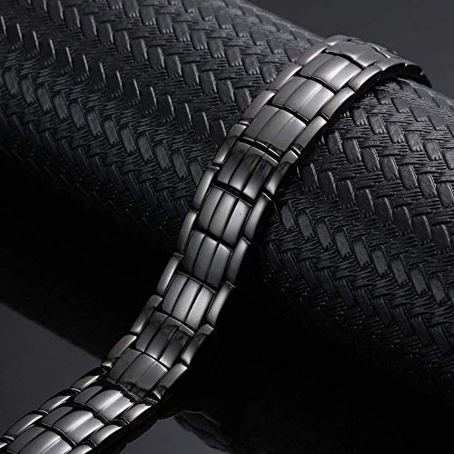 shangji Pulsera magnética de Cobre para Hombre para aliviar el Dolor de la Artritis Pulseras Elegantes de Cobre sólido al 99,99% con imanes Fuertes de Doble hilera (Negro)