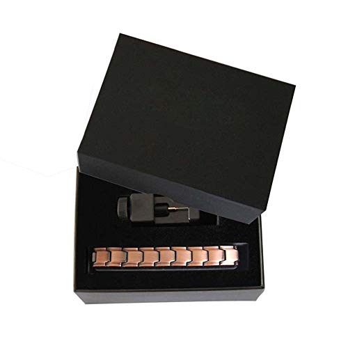 shangji Pulsera magnética de Cobre para Hombre para aliviar el Dolor de la Artritis Pulseras Elegantes de Cobre sólido al 99,99% con imanes Fuertes de Doble hilera (Negro)