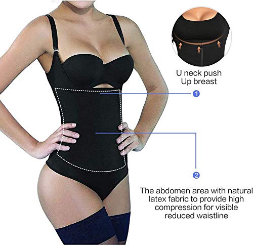 SHAPERX Bodysuit Body Shaper Adelgazante Underbust Moldeadora Reductora Abdomen Transpirable Shapewear para Bajar Peso,UK-DT7095-Black-New-L