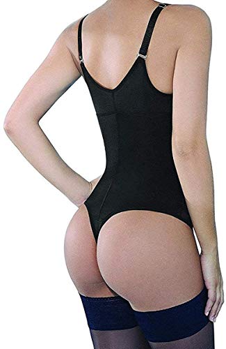 SHAPERX Bodysuit Body Shaper Adelgazante Underbust Moldeadora Reductora Abdomen Transpirable Shapewear para Bajar Peso,UK-DT7095-Black-New-L