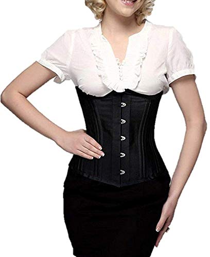 SHAPERX Mujer Bajo Pecho Corsé Corset con Grabados para Reducir Cintura y Torso,UK-DT1908-Black-XL