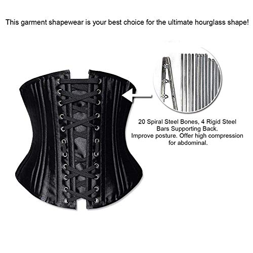 SHAPERX Mujer Bajo Pecho Corsé Corset con Grabados para Reducir Cintura y Torso,UK-DT1908-Black-XL