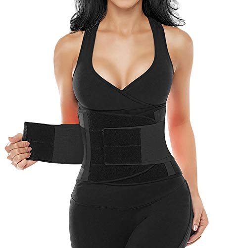 SHAPERX Mujer Cintura Entrenador Respirable Ajustable Cintura Belt Bodyshaper Cinturón para Hourglass Moldeador, UK-DT8002-Black-M