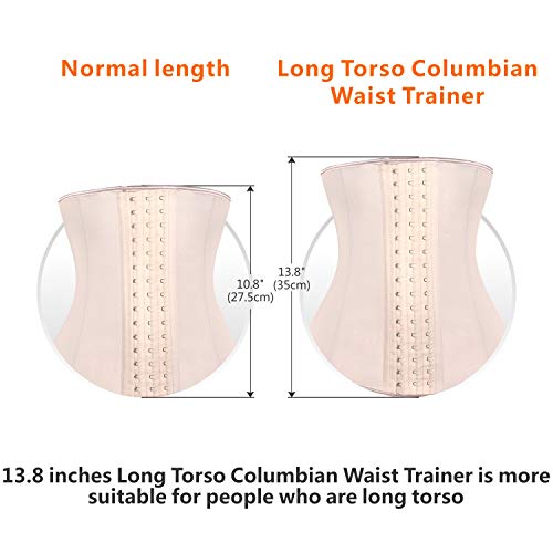 SHAPERX Mujeres Látex Entrenador Cintura Alta Corsé Underbust Reloj de Arena Perder Peso Cincher Shaper,UK-DT1999-Beige-L