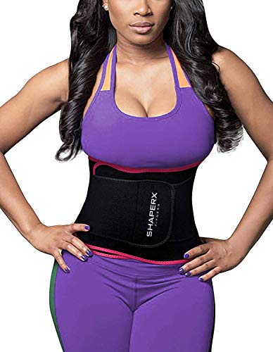 SHAPERX Sport Belt, Cinturón Deportivo Waist Trainer Faja Transpirable Posnatal Adelgazamiento para Mujer,UK-DT8010-Rose-S