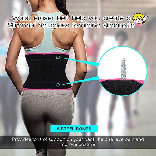 SHAPERX Sport Belt, Cinturón Deportivo Waist Trainer Faja Transpirable Posnatal Adelgazamiento para Mujer,UK-DT8010-Rose-S