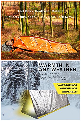 Shayson Saco de Emergencia Dormir,Aislamiento Térmico, Exterior Brillante Naranja Fácil de Localizar Portátil,para Acampar Supervivencia Al Aire Libre 2 Pack