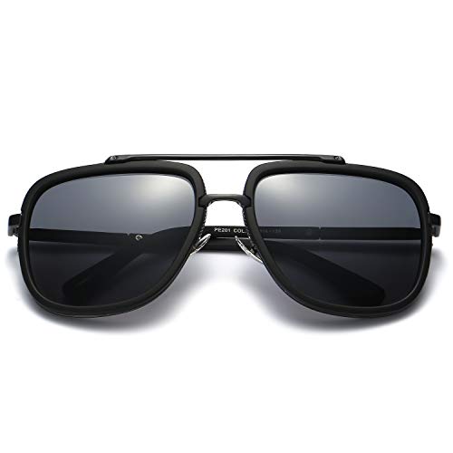 SHEEN KELLY Retro La Plaza de Gran Piloto Gafas de sol Polarizados Hombres de Metal Marrón/negro/plata.