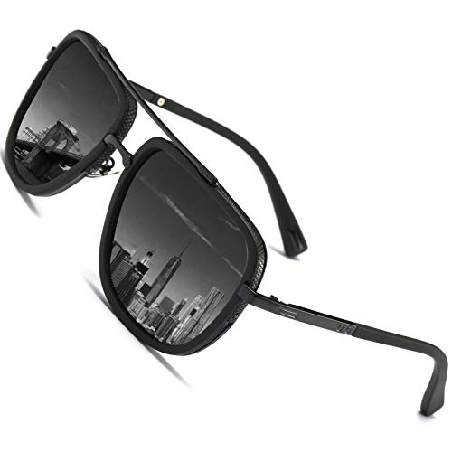 SHEEN KELLY Retro La Plaza de Gran Piloto Gafas de sol Polarizados Hombres de Metal Marrón/negro/plata.