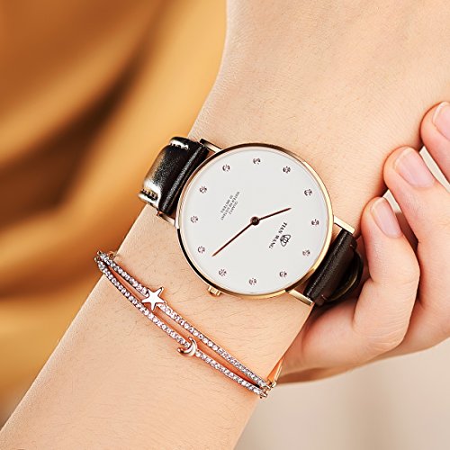 SHEGRACE Brazaletes Mujer Latón Chapado en Oro Rosa, Luna y Estrella Pulsera, Joyería para Mujer Niñas, Regalo para Día de la Madre El Día de San Valentín La Navidad El Cumpleaños