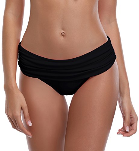 SHEKINI Mujer Braguita de Bkini Pantalón la Parte de Abajo Bikini Interior Braguitas Bañador Traje de Baño Bragas (Large, Negro)