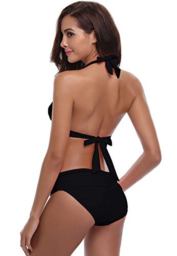 SHEKINI Mujer Braguita de Bkini Pantalón la Parte de Abajo Bikini Interior Braguitas Bañador Traje de Baño Bragas (Large, Negro)