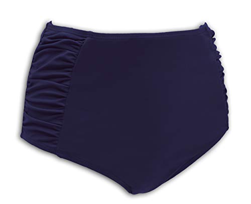 SHEKINI Ropa de Baño para Mujer Traje de Baño Vintage Cintua Alta Bikini Fondo Sexy Volantes Natación Retro Fruncido Estilo Trjes de Baño(Small, Azul Oscuro)