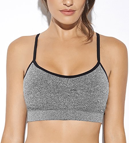 SHEKINI Sujetador Deportivo para Mujer Top con Relleno Extraíble sin Aros sin Cierre y Tirantes Regulables para Deporte de Impacto Bajo Pack de 3(M/L,B)