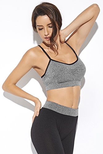 SHEKINI Sujetador Deportivo para Mujer Top con Relleno Extraíble sin Aros sin Cierre y Tirantes Regulables para Deporte de Impacto Bajo Pack de 3(M/L,B)
