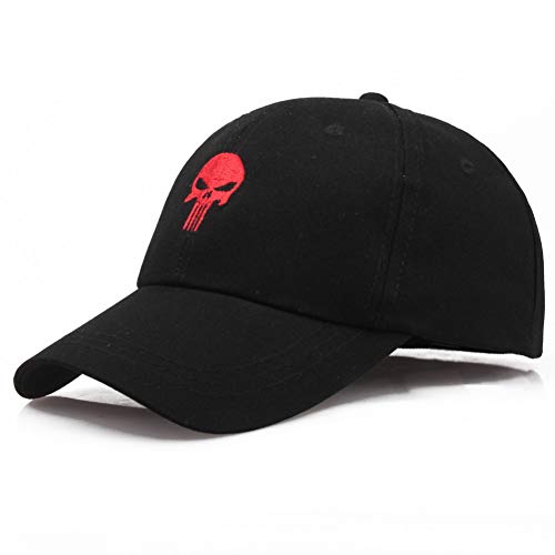 SHENBEIK Gorra Beisbol Hombre Black Cool Skull Men/Women Gorras De Béisbol The Punisher Tactical Cap Personalidad Bordado Deportes Sombreros del Snapback Al Aire Libre Black