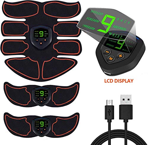 SHENGMI Electroestimulador Muscular Abdominales Cinturón,Masajeador Eléctrico Cinturón con USB de 6 Modos de Simulación,10 Niveles Diferentes