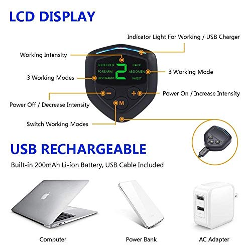 SHENGMI Electroestimulador Muscular Abdominales Cinturón,Masajeador Eléctrico Cinturón con USB de 6 Modos de Simulación,10 Niveles Diferentes