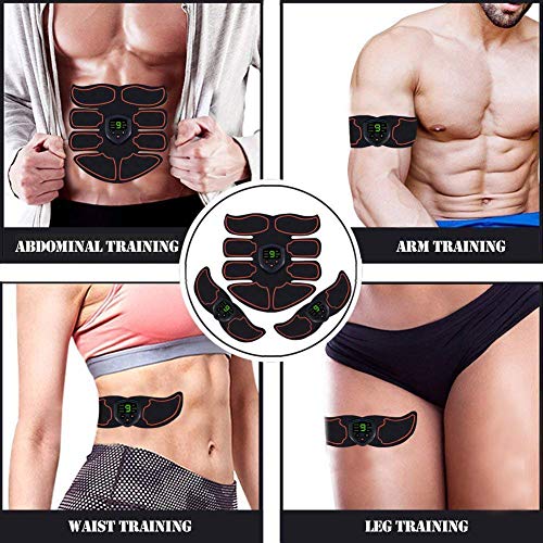 SHENGMI Electroestimulador Muscular Abdominales Cinturón,Masajeador Eléctrico Cinturón con USB de 6 Modos de Simulación,10 Niveles Diferentes