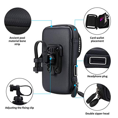 SHENKEY Bolsa para manillar de bicicleta, soporte para teléfono de bicicleta con pantalla táctil impermeable, marco de ciclismo, alforja, soporte para teléfono móvil de hasta 6,5 pulgadas