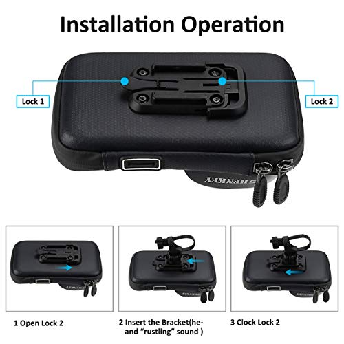 SHENKEY Bolsa para manillar de bicicleta, soporte para teléfono de bicicleta con pantalla táctil impermeable, marco de ciclismo, alforja, soporte para teléfono móvil de hasta 6,5 pulgadas