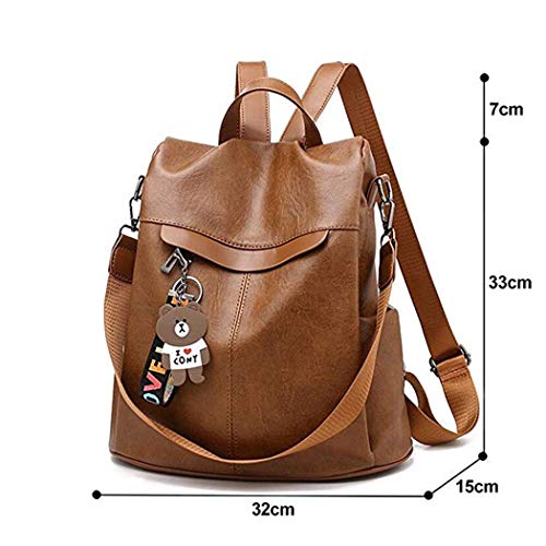 shepretty Mochila Cuero antirrobo Impermeable para Mujer,0298PU,marrón
