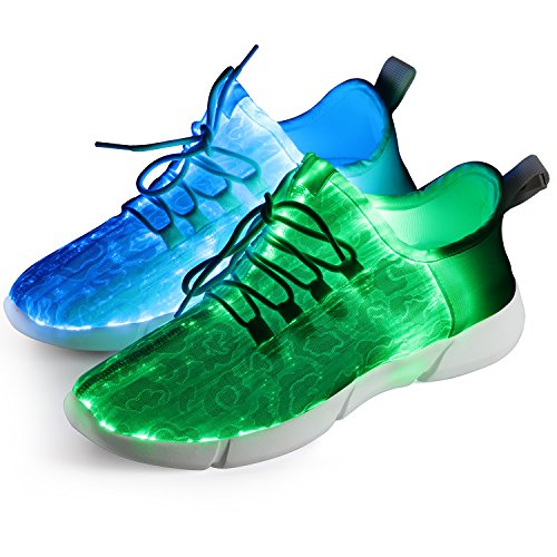 Shinmax Zapatillas Fibra Optica, Zapato LED 7 Colores 4 Modos Recargables USB Zapatos Deportivos Súper Ligeros para Hombre y Mujer