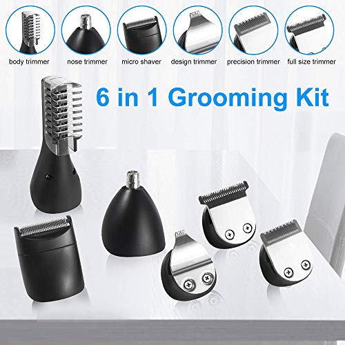 Shinon Cortapelos Profesional Hombre, 6 en 1 Set de Afeitado Multifunción Cortador Pelo Cortadora de Pelo Recargable Máquina Afeitar Recortadora de Barba/Cara/Cuerpo/Nariz/Orejas/Ceja,Negro