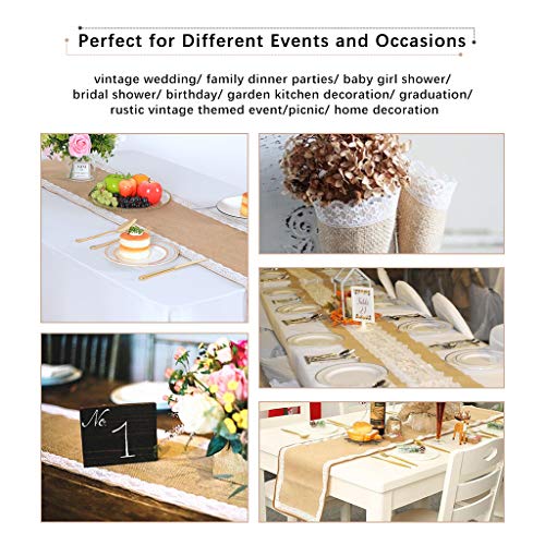 ShinyBeauty Camino de Mesa de arpillera Camino de Mesa de Yute Rollo de arpillera Camino de Mesa de Comedor Camino de Mesa de jardín de 12x108 Pulgadas para decoración de cumpleaños de Boda D515