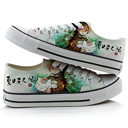 SHIQI-DYMX Anime Natsume Cuenta de Amigos Ayuda Baja Pintada a Mano Zapatos de Cosplay de Graffiti Zapatos de Lona Moda Casual Zapatos de Estudiante,39