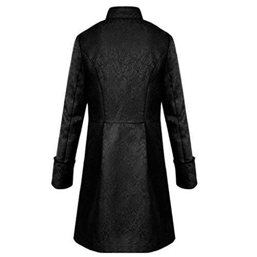 SHOBDW Hombres Cardigans Talla Grande Invierno Cálido Sólido Stand Collar Vintage Tailcoat Chaqueta Rompevientos Abrigo Outwear Botones Retro Abrigos Largos Trajes y Blazers(B-Negro,L)