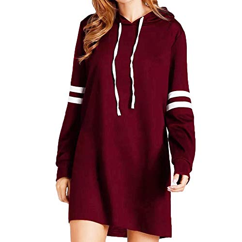 SHOBDW Liquidación Venta Moda Mujer Sexy Nueva Otoño Invierno Sudadera con Capucha Larga Sudadera Jersey Pullover Manga Larga Vestido(Rojo,L)