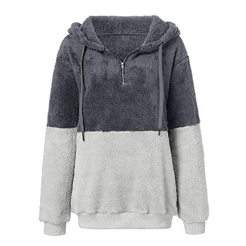 SHOBDW Liquidación Venta Mujer Sudadera con Capucha Suelta Tallas Grandes Jersey de Mujer Jersey otoño Invierno Manga Larga Remata Abrigo cálido (M, S-Gris)