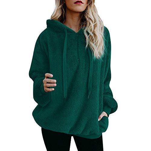 SHOBDW Liquidación Venta Mujer Sudadera con Capucha Suelta Tallas Grandes Jersey de Mujer Jersey otoño Invierno Manga Larga Remata Abrigo cálido(Verde,M)