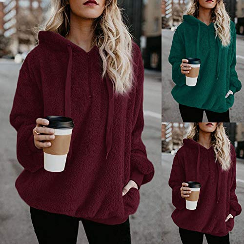 SHOBDW Liquidación Venta Mujer Sudadera con Capucha Suelta Tallas Grandes Jersey de Mujer Jersey otoño Invierno Manga Larga Remata Abrigo cálido(Verde,3XL)