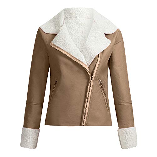 SHOBDW LiquidacióN Ventas Mujeres SeñOras Retro SóLido Remache Cremallera Chaqueta De Bombardero Fresco Ocasional De Manga Larga OtoñO Abrigo De Invierno Outwear (M, X-Caqui)