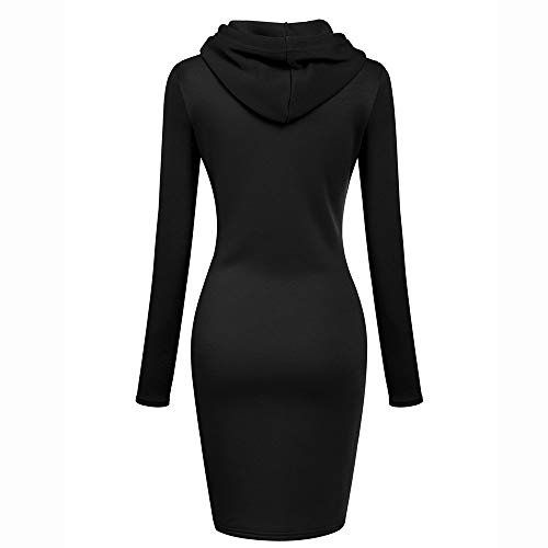 SHOBDW Mujer Liquidación Venta Sudadera con Capucha para de Color sólido Casual Fit Recta Invierno Manga Larga Tops Abrigos Chaqueta Sexy Vestidos Delgados(Negro,L)